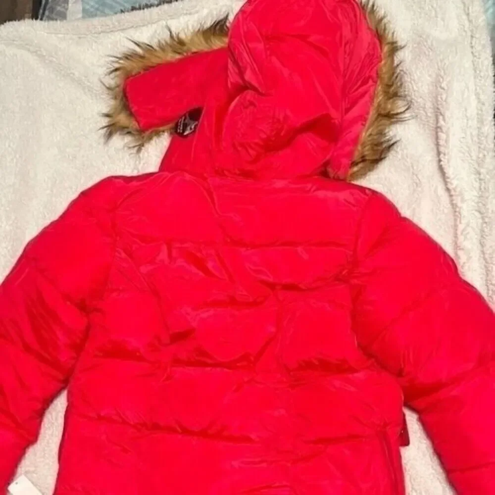 New DKNY Big Girls Long Puffer Jacket Fuschia size 16